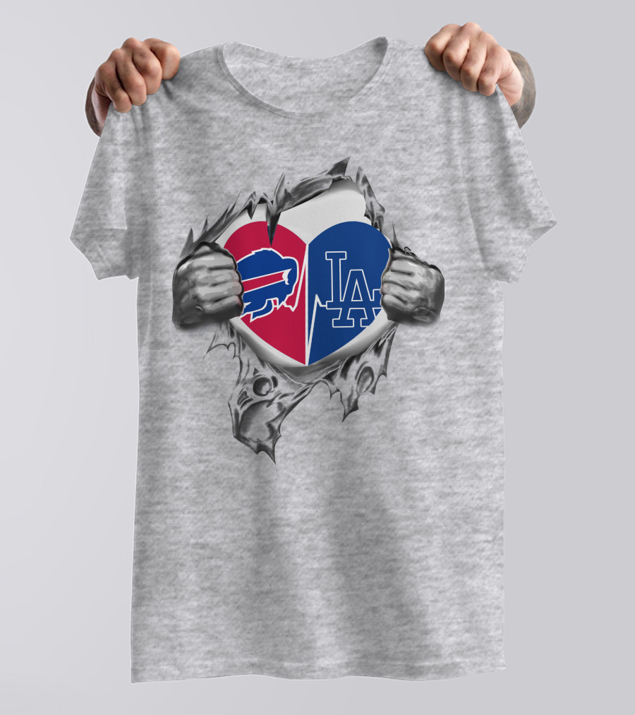 Buffalo Bills Los Angeles Dodgers Heart T-Shirt