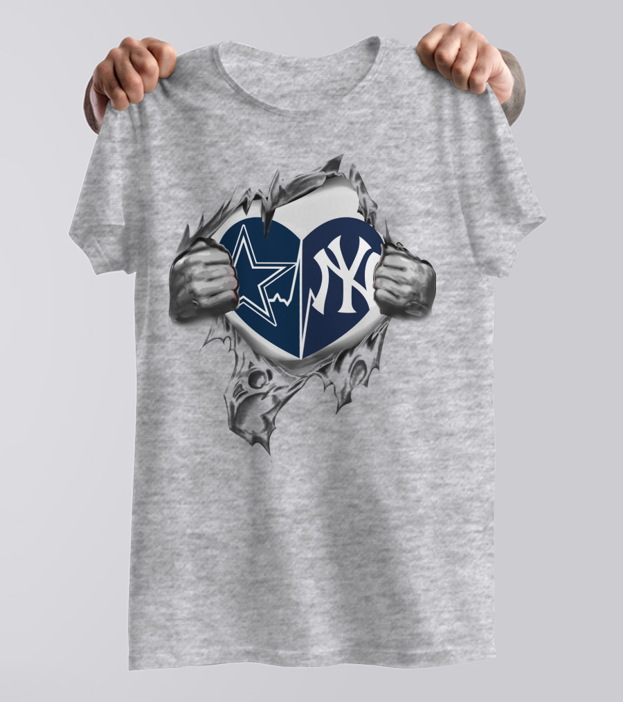Cowboys Yankees Split Heart T-Shirt