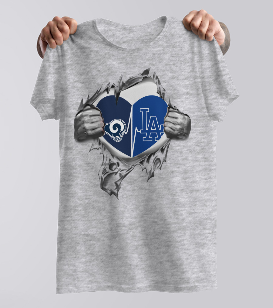 Rams LA Dodgers Heartbeat T-Shirt