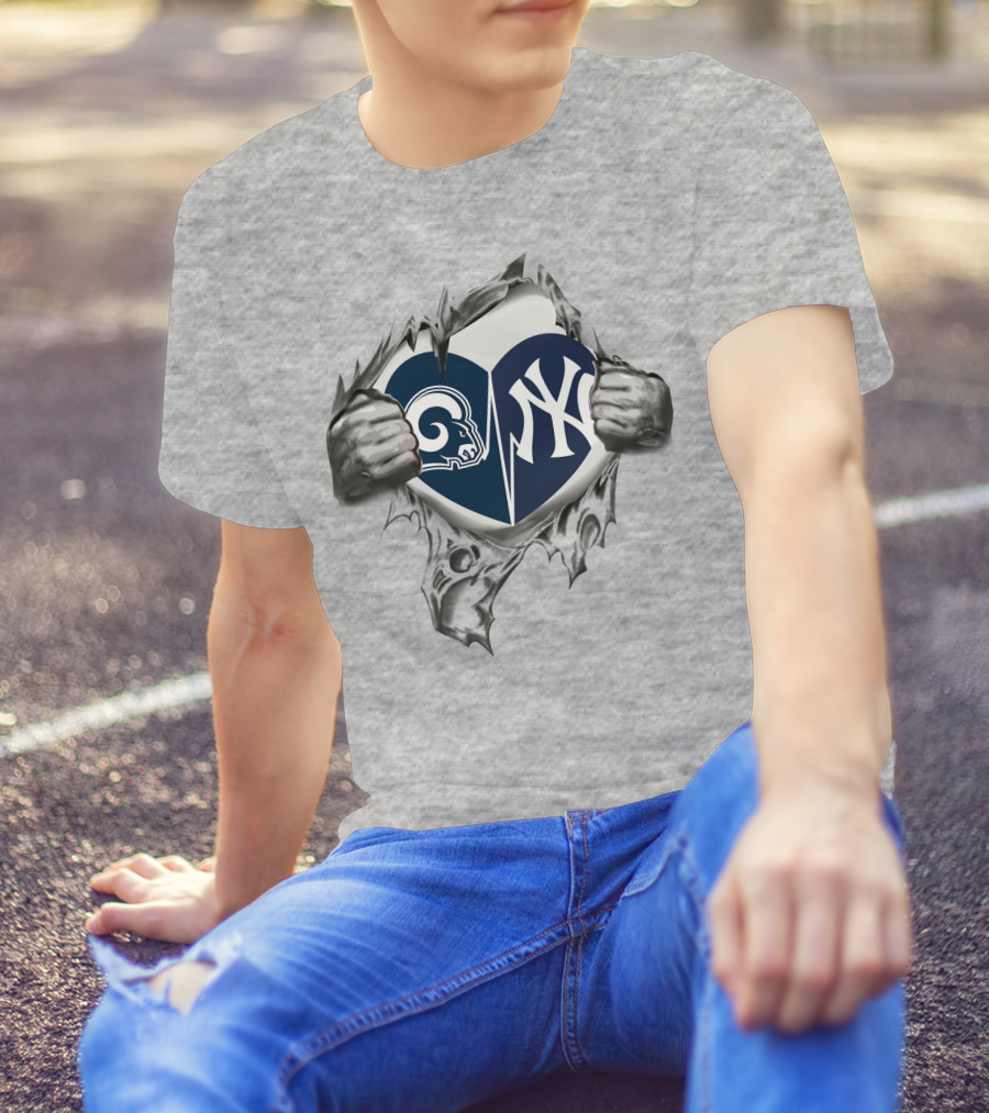 Rams Yankees Heart Rip Split T-Shirt