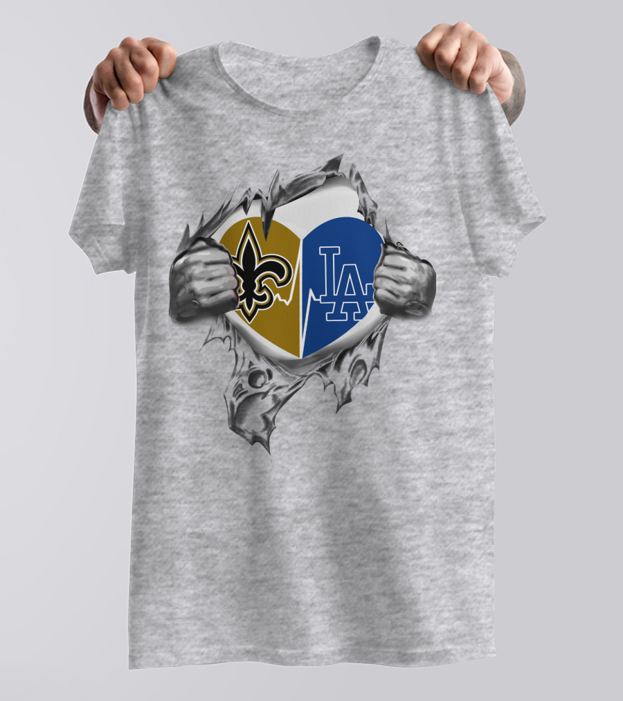 Saints LA Sports Fan Heart Logos Fusion T-Shirt
