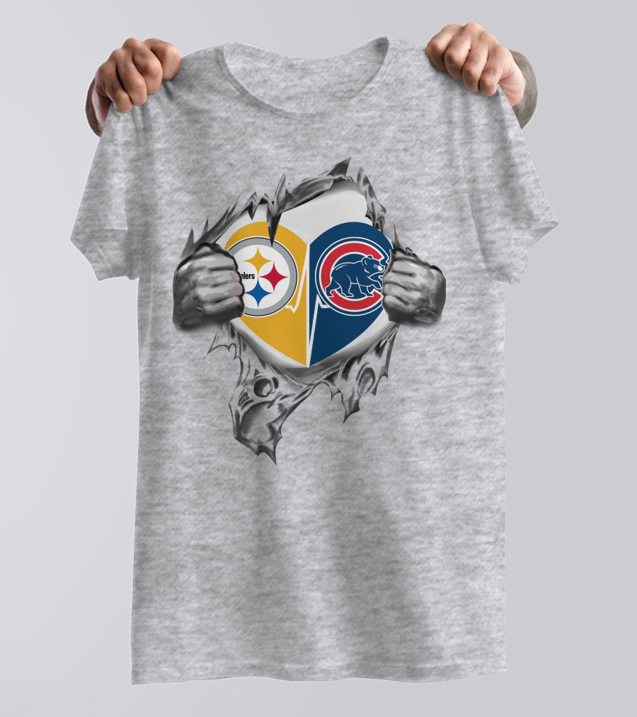 Steelers Cubs Heart Logo Tear T-Shirt