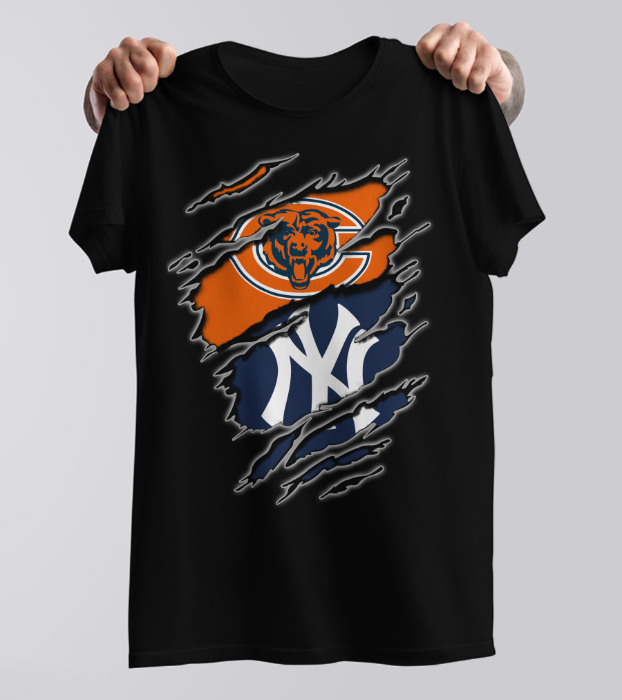 Chicago Bears New York Yankees Crossover T-Shirt