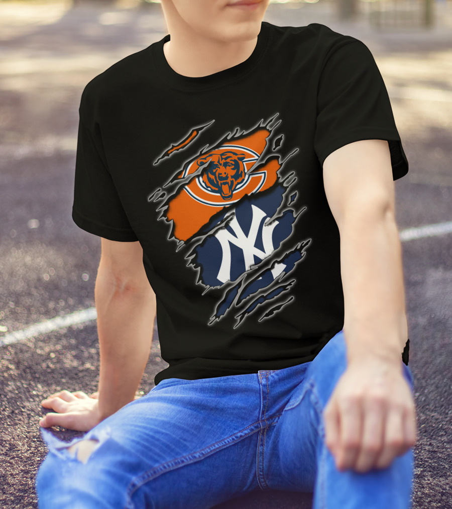 Chicago Bears New York Yankees Crossover T-Shirt