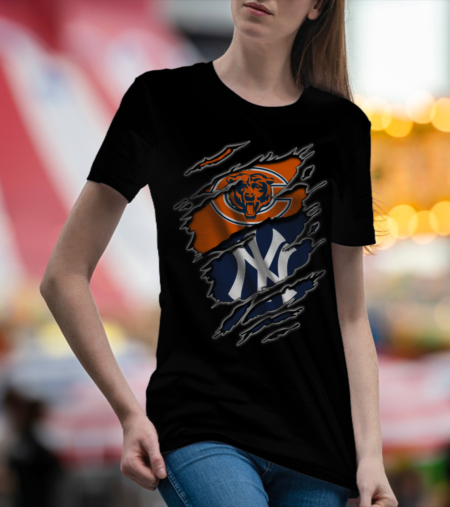 Chicago Bears New York Yankees Crossover T-Shirt