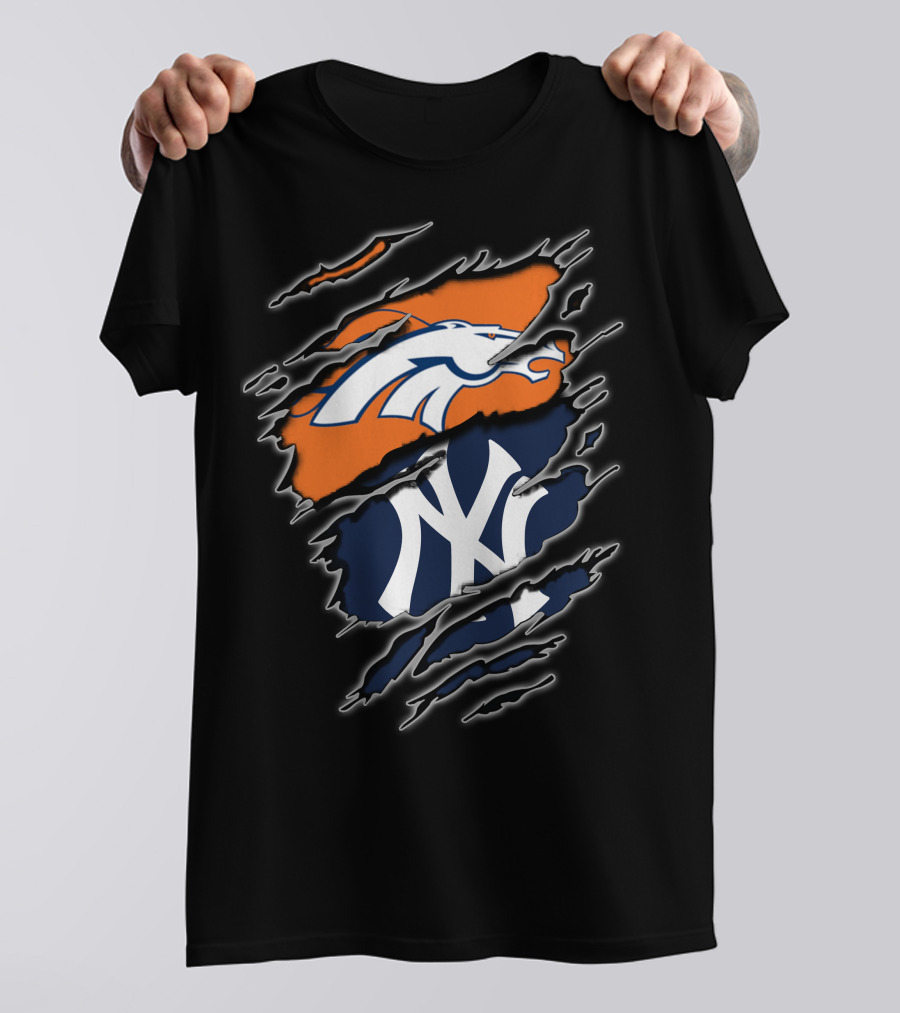 Broncos Yankees Dual Team Pride Fan Gear T-Shirt