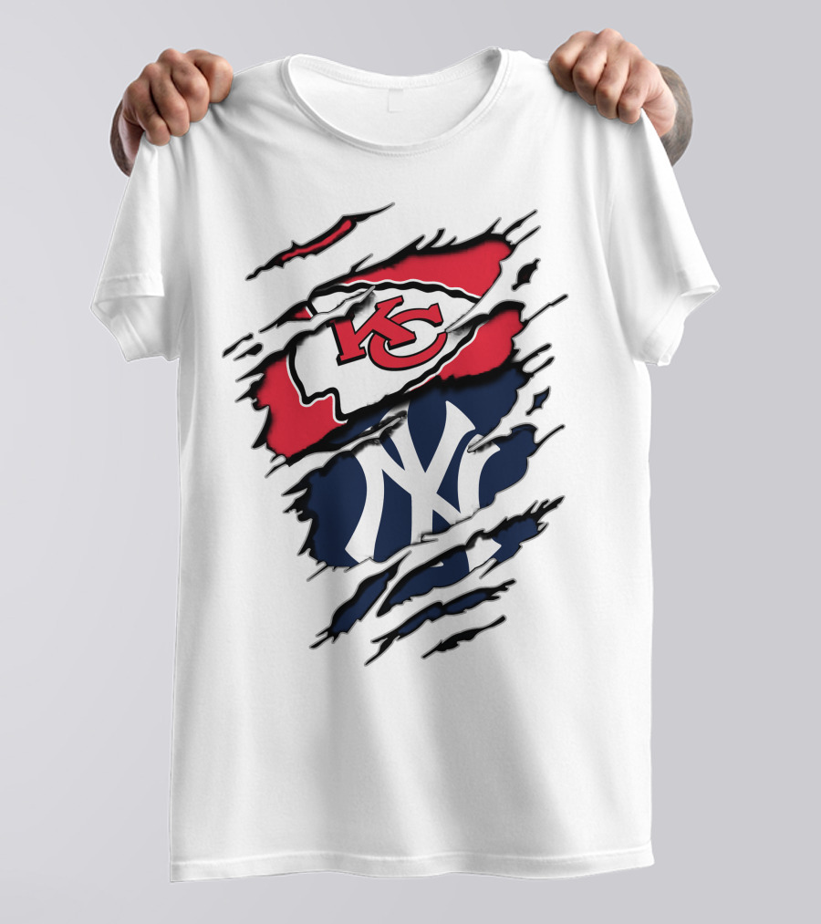 Kansas City Chiefs New York Yankees Logos Clash T-Shirt
