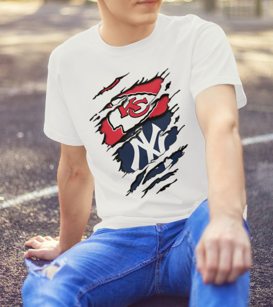 Kansas City Chiefs New York Yankees Logos Clash T-Shirt