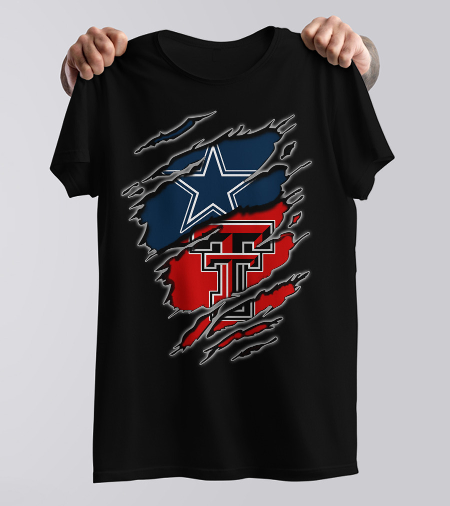 Dallas Cowboys Texas Tech Red Raiders Logo Fusion T-Shirt