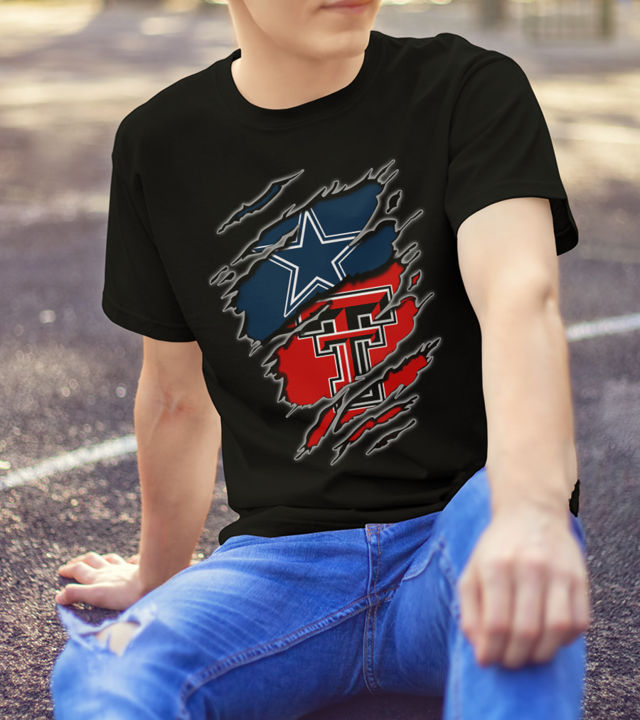 Dallas Cowboys Texas Tech Red Raiders Logo Fusion T-Shirt