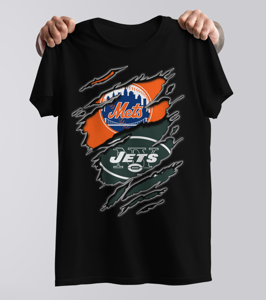 Mets Jets Double Team Fan Pride Mascot T-Shirt