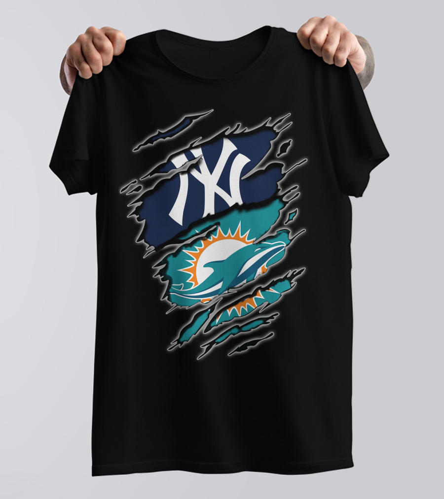 Yankees Dolphins Logos Fusion T-Shirt