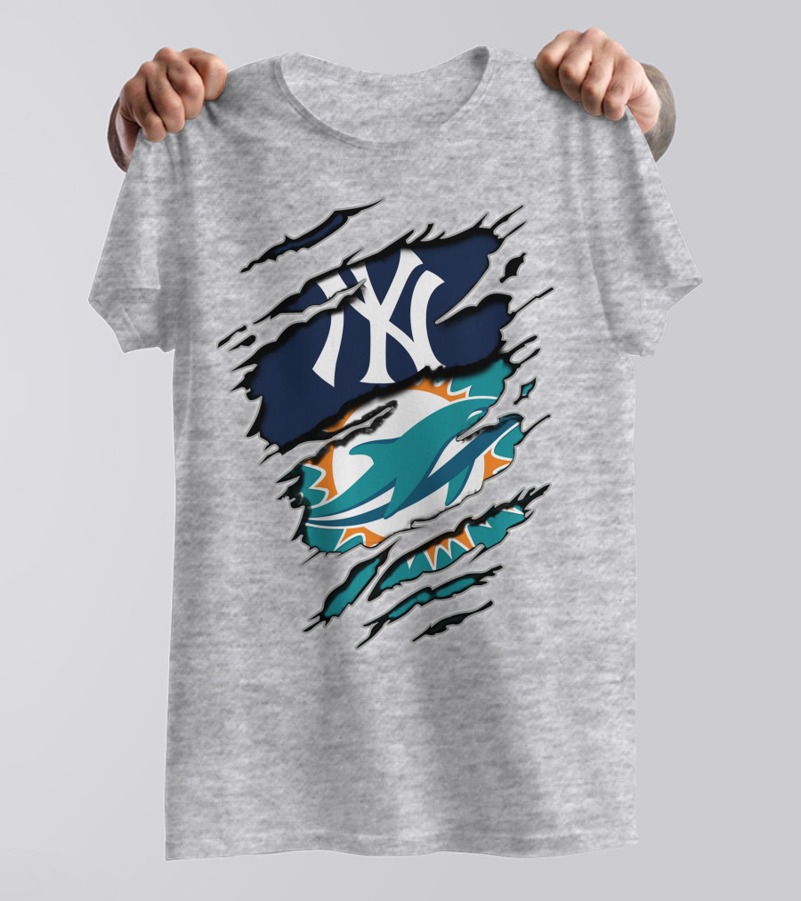 New York Yankees Miami Dolphins Torn Layered T-Shirt