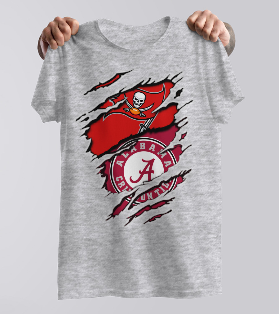 Alabama Crimson Tide Tampa Bay Buccaneers Ripped Flag Fusion T-Shirt