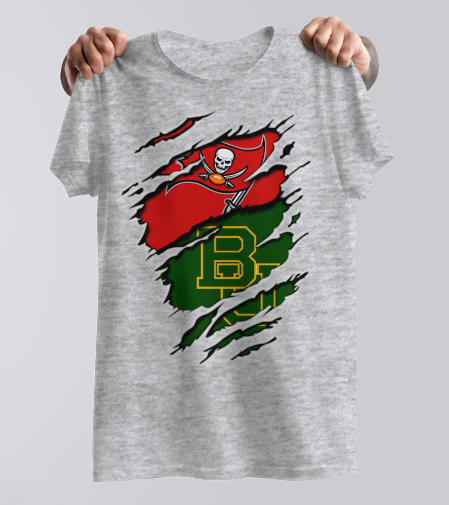 Buccaneers Baylors Skull Flag Ripped T-Shirt