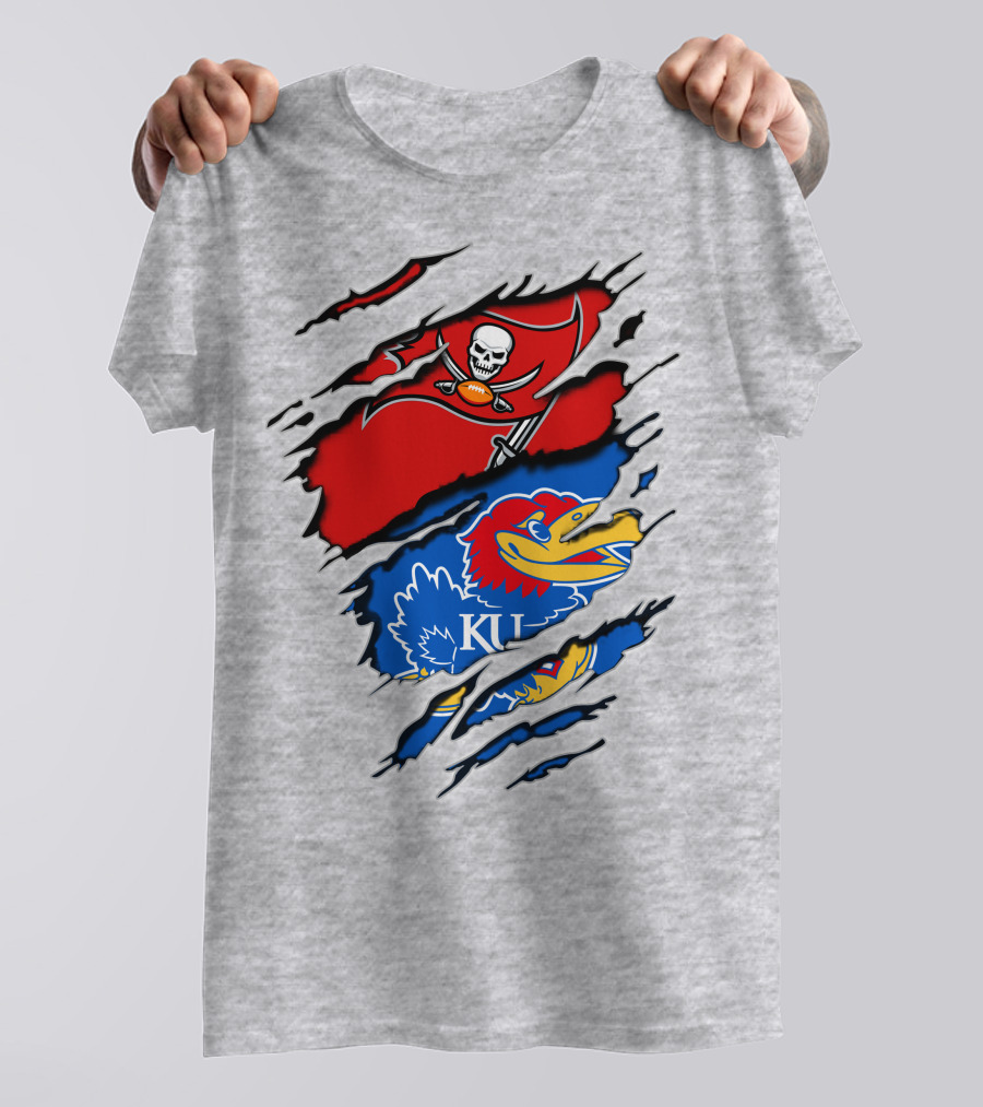 Buccaneers Jayhawks KU Rip Torn Gray T-Shirt
