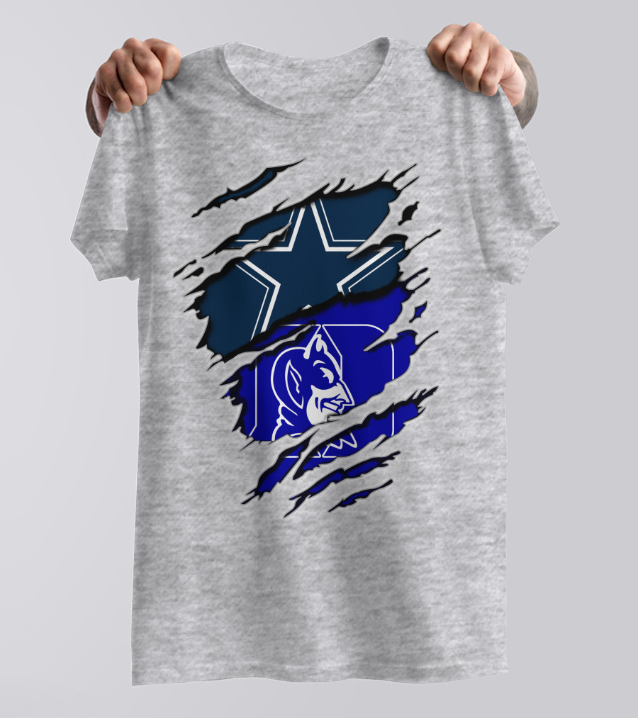 Dallas Cowboys Star And Duke Blue Devils Logo Fusion T-Shirt