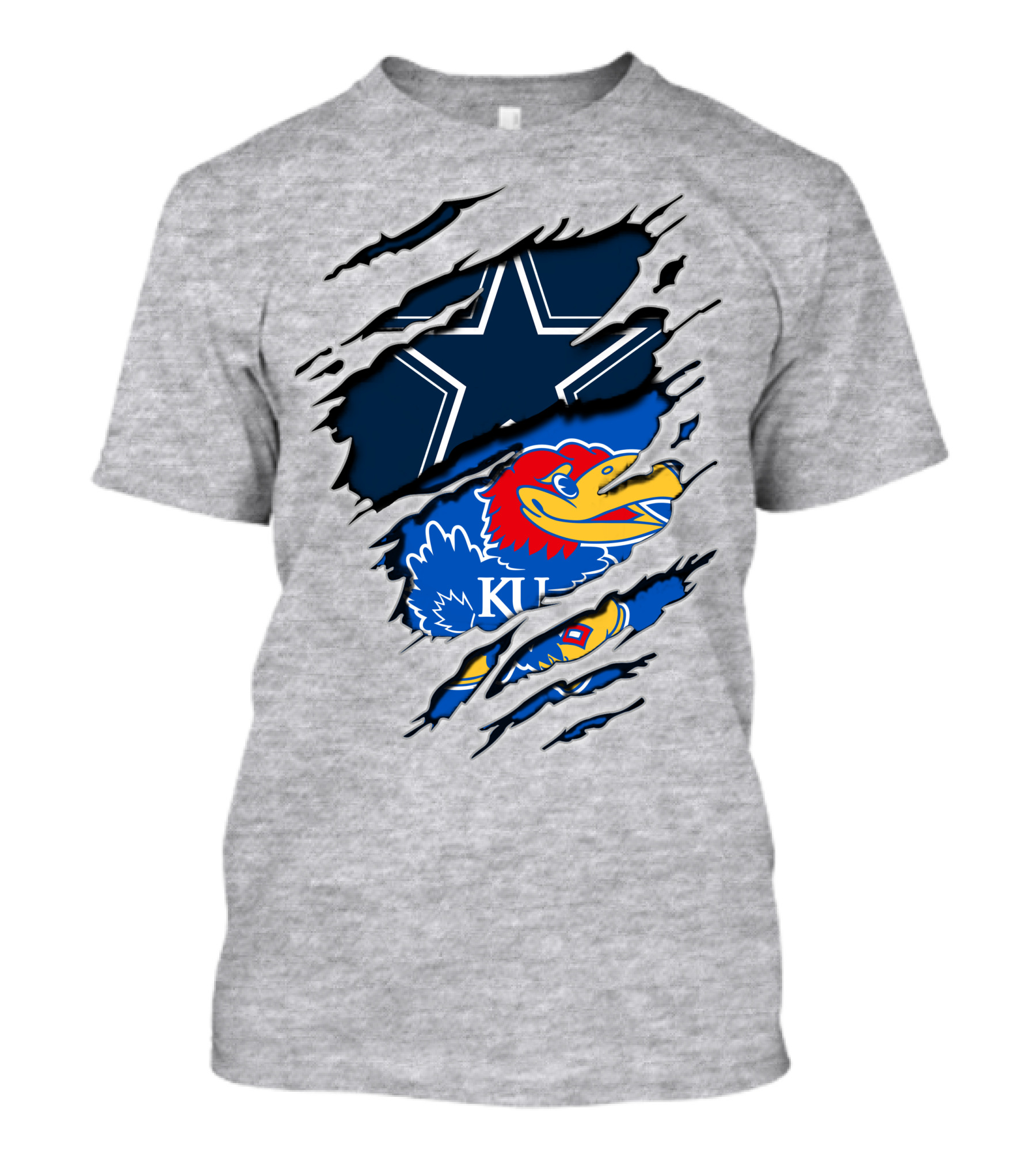 Kansas Cowboys Jayhawks KU Star Blue Red T-Shirt