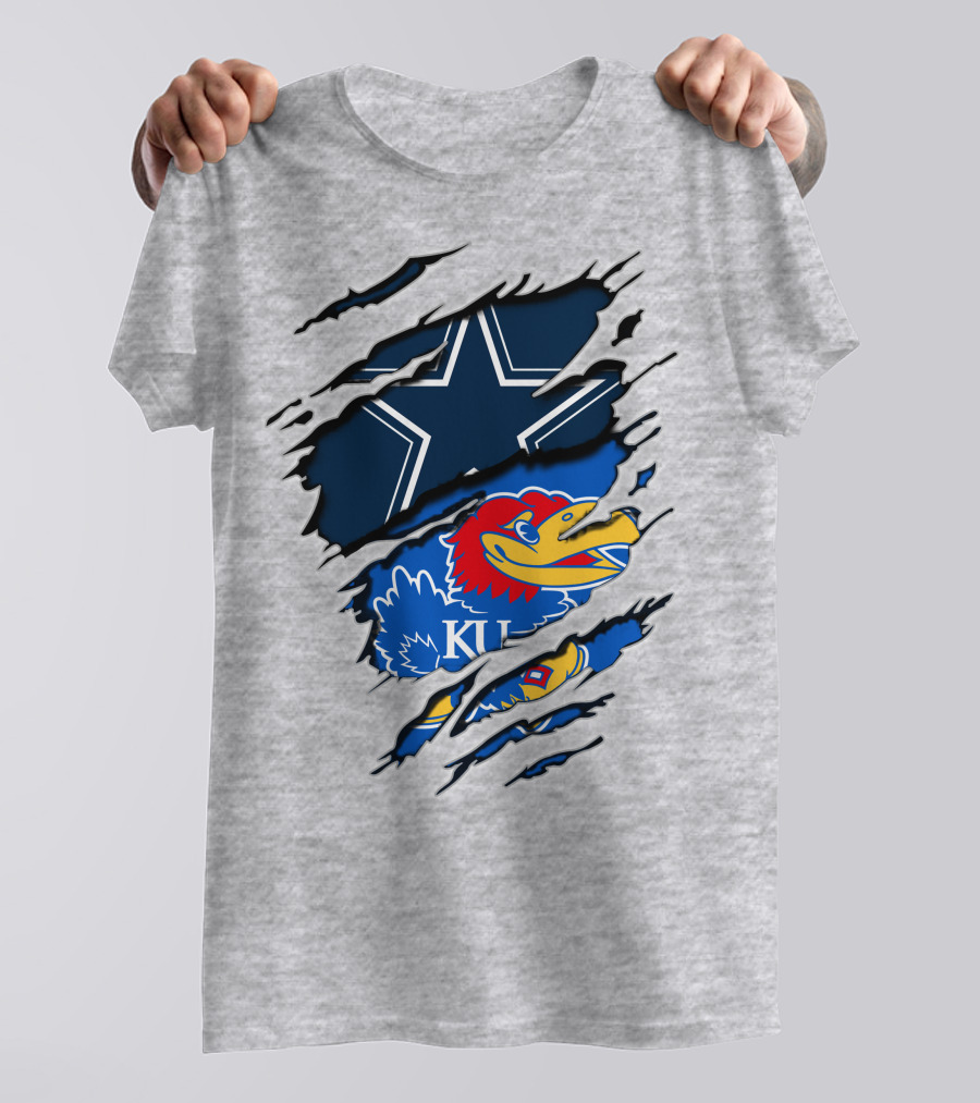 Kansas Cowboys Jayhawks KU Star Blue Red T-Shirt
