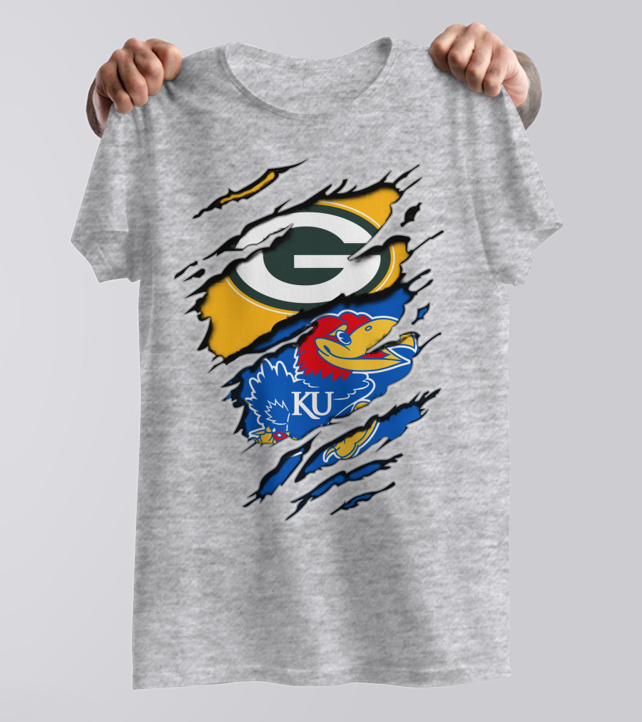 Green Bay Packers Kansas Jayhawks Logo Mashup T-Shirt
