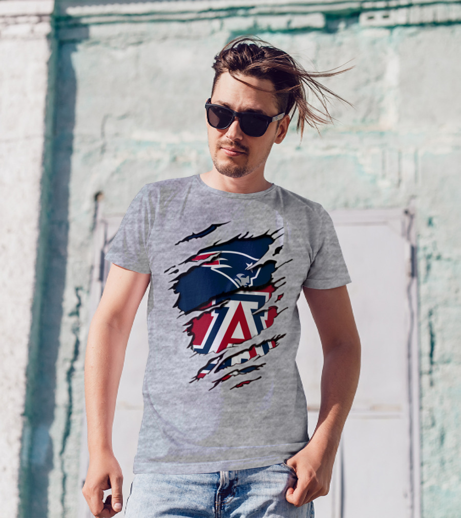 New England Patriots Arizona Wildcats Claw Rip T-Shirt