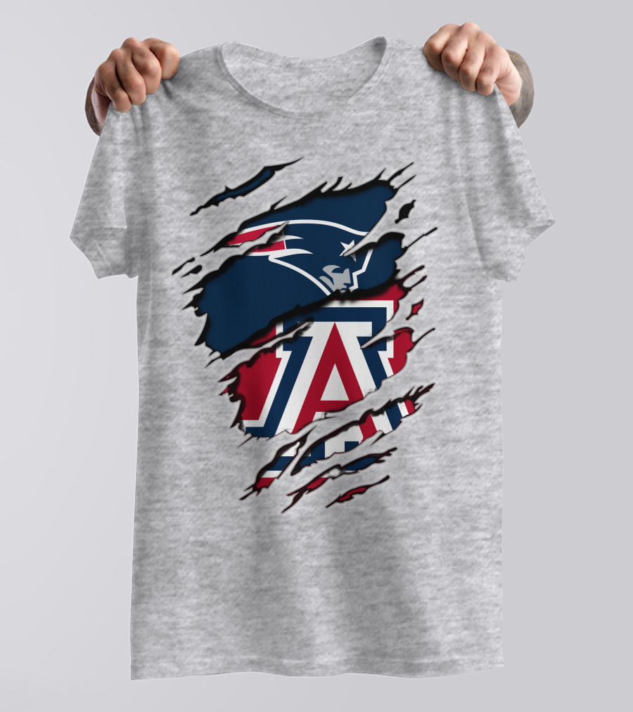 New England Patriots Arizona Wildcats Claw Rip T-Shirt