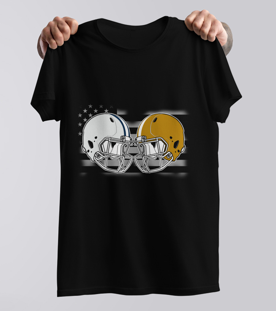 Co Bay Football Helmets American Flag Stars Stripes T-Shirt