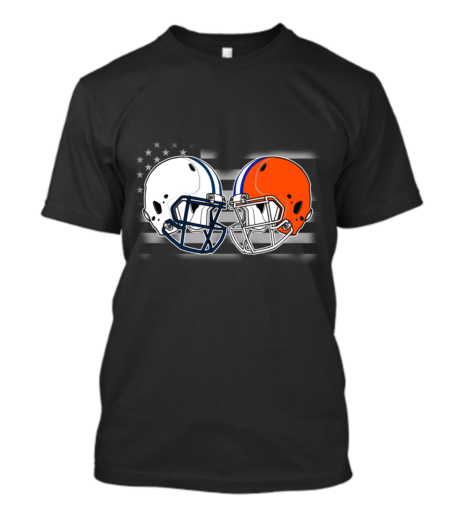 Tita-Gato American Football Helmets And Flag Black T-Shirt