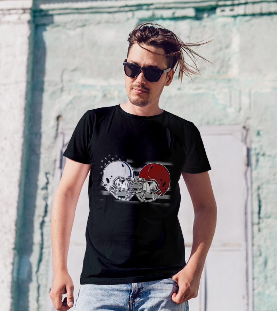 Co Ala Rivalry Football Helmets American Flag Background T-Shirt