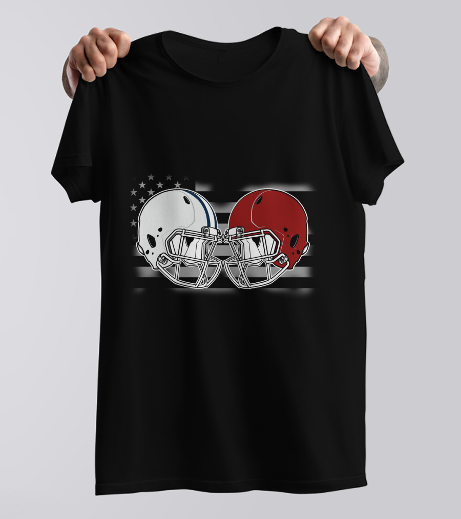 Co Ala Rivalry Football Helmets American Flag Background T-Shirt