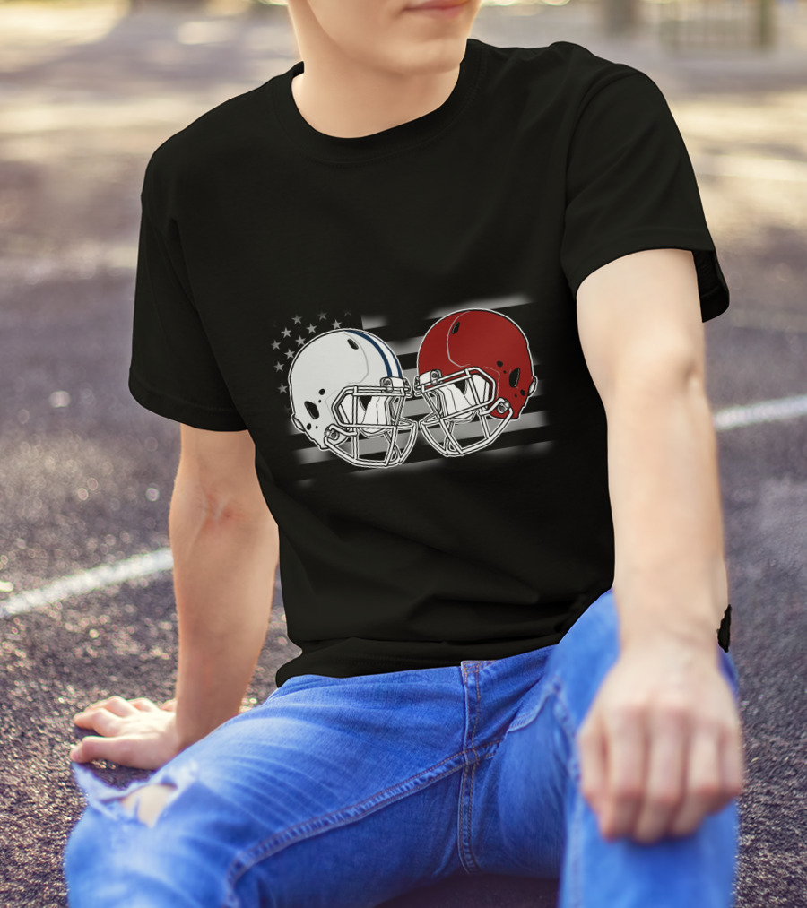 Co Ala Rivalry Football Helmets American Flag Background T-Shirt