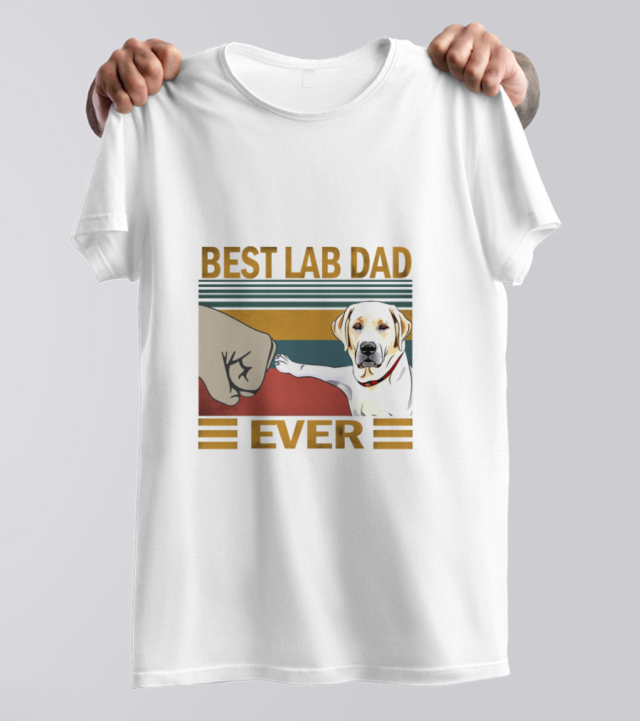 Best Lab Dad Ever Fist Bump With Yellow Labrador Retriever T-Shirt