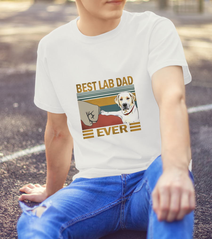 Best Lab Dad Ever Fist Bump With Yellow Labrador Retriever T-Shirt