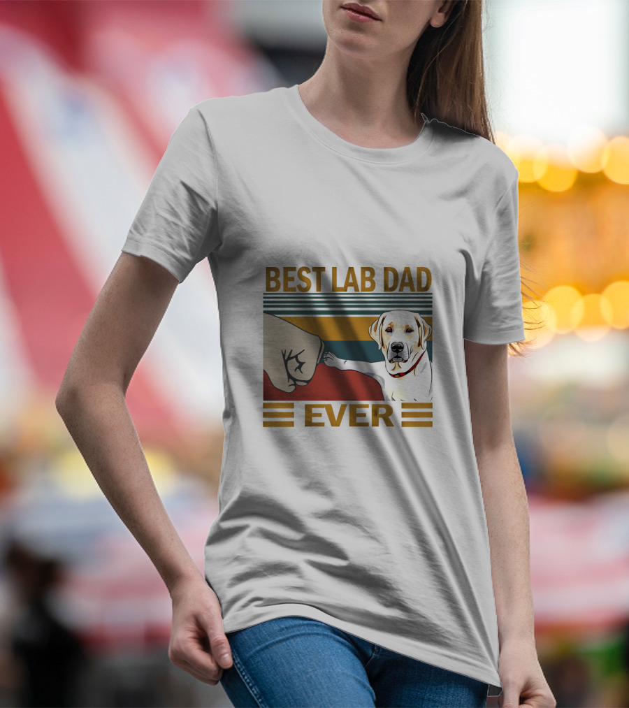 Best Lab Dad Ever Fist Bump With Yellow Labrador Retriever T-Shirt