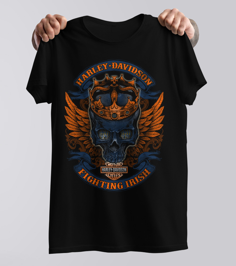 Harley Davidson Fighting Irish Winged Skull Crown Cycles T-Shirt