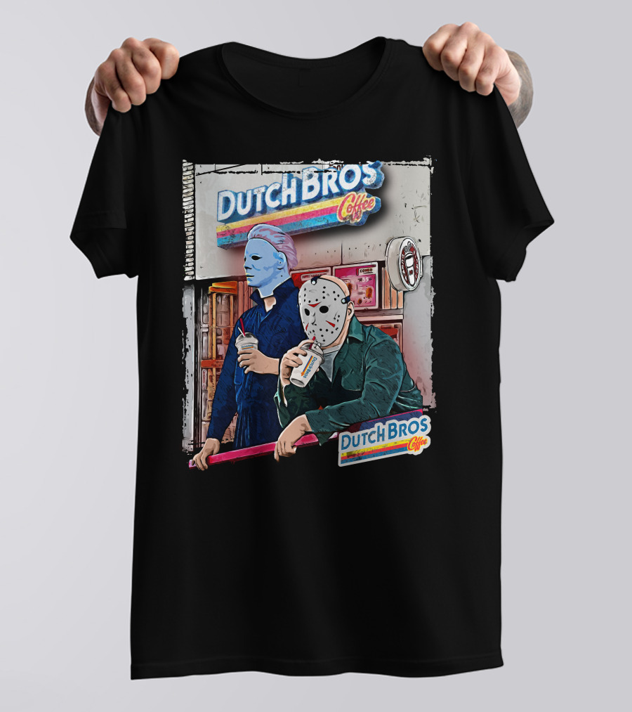 Dutch Bros Coffee Horror Characters Retro 80s T-Shirt