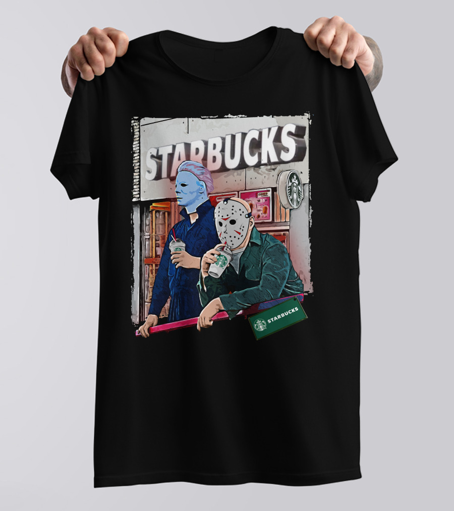Starbucks Michael Myers Jason Voorhees Coffee Break T-Shirt