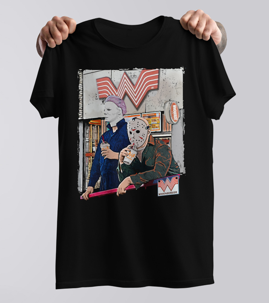 WAB HLW Whataburger Horror Icons With Michael And Hockey Mask T-Shirt