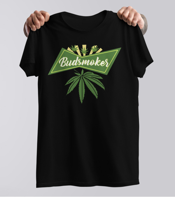 Budsmoker Cannabuds Green Leaf Banner T-Shirt