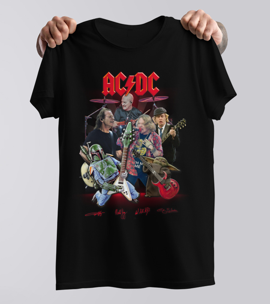Ac Dc Star Wars Crossover Featuring Boba Fett And Grogu T-Shirt
