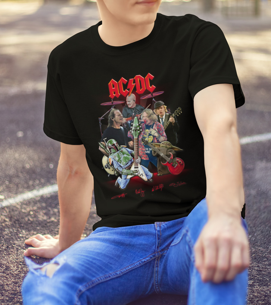 Ac Dc Star Wars Crossover Featuring Boba Fett And Grogu T-Shirt