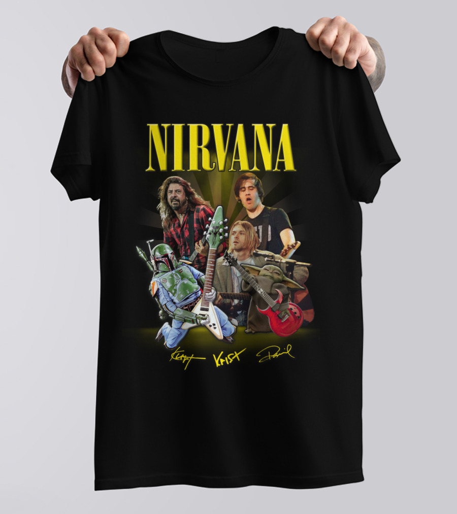 Nirvana Kurt Krist Dave Featuring Star Wars Characters T-Shirt