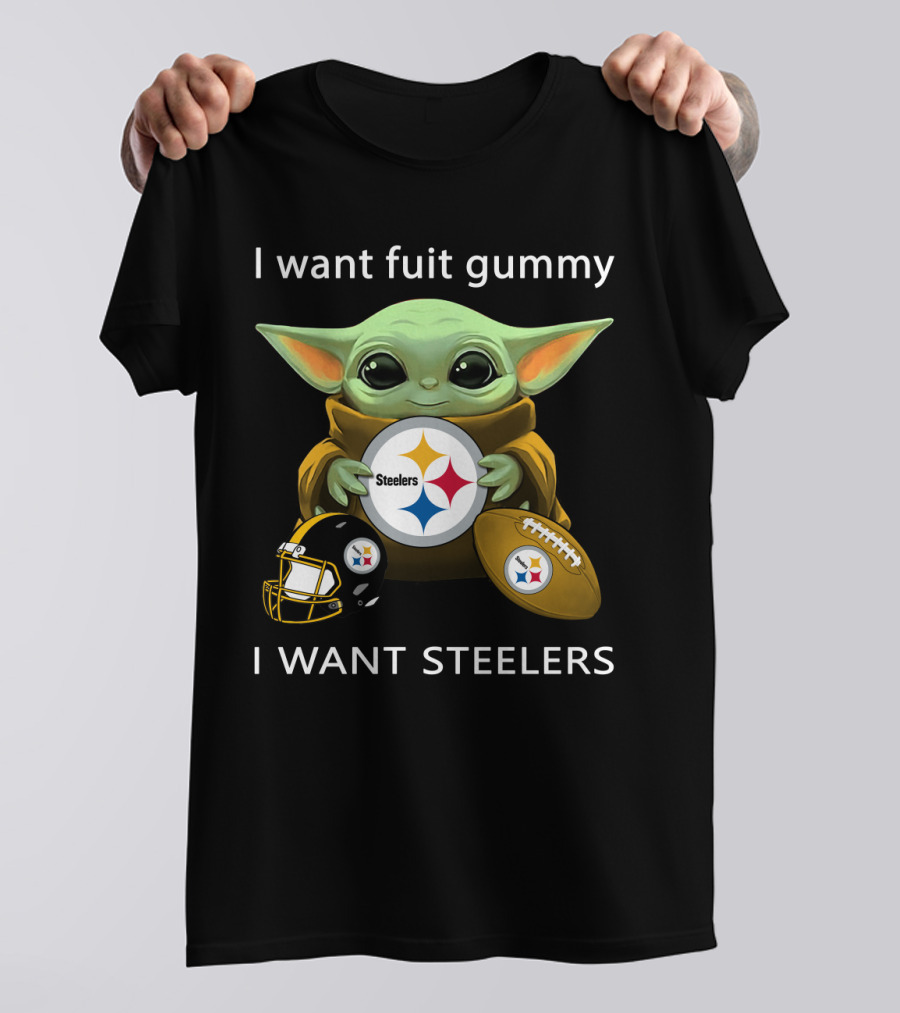 I Want Fuit Gummy I Want Steelers Baby Alien Star Steelers Football Helmet T-Shirt
