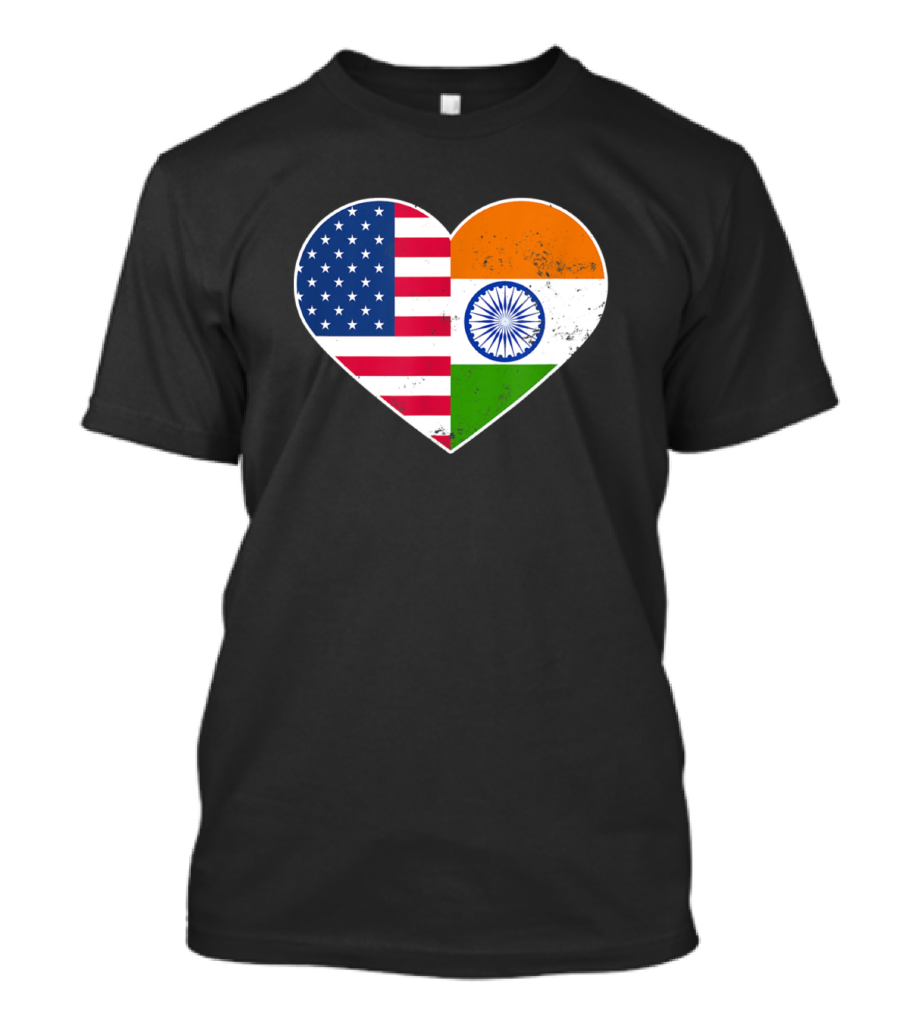 India Flag And American Flag Heart 4th Of July T-Shirt
