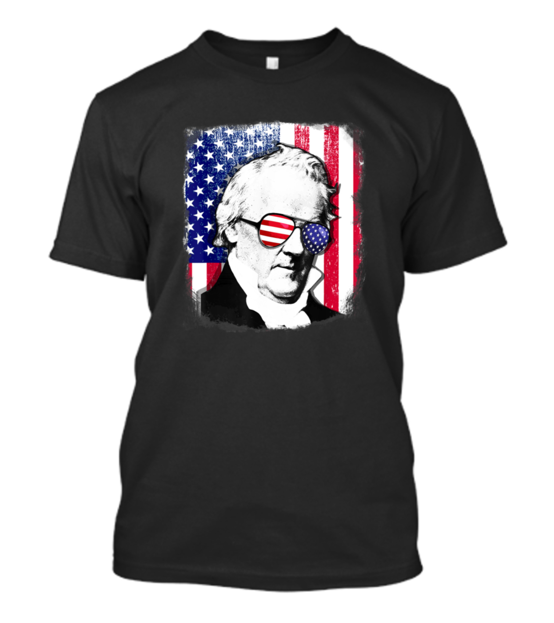 James Buchanan American Flag Sunglasses Independence Day 4th Of July Patriotic USA T-Shirt