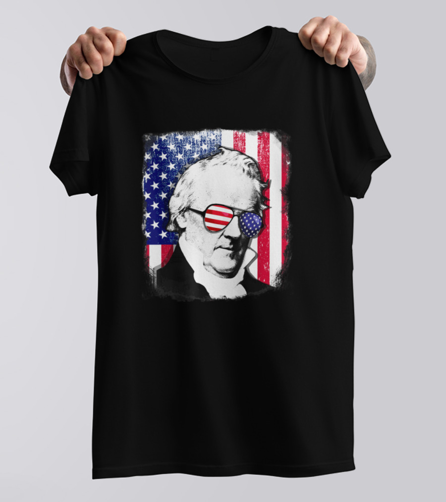 James Buchanan American Flag Sunglasses Independence Day 4th Of July Patriotic USA T-Shirt