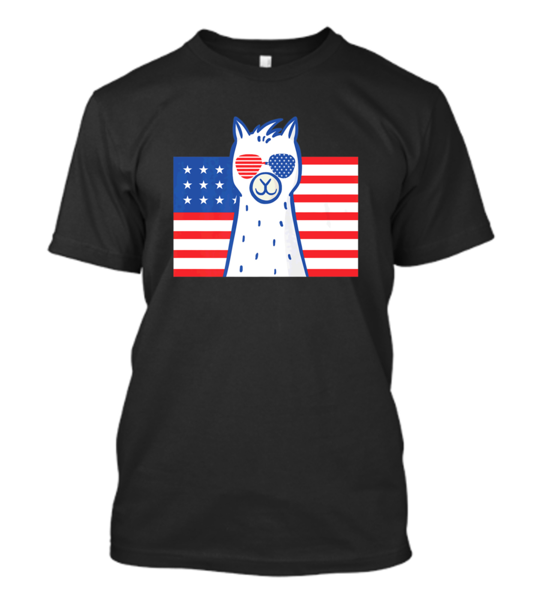 Llama American Flag Stars And Stripes 4th Of July T-Shirt
