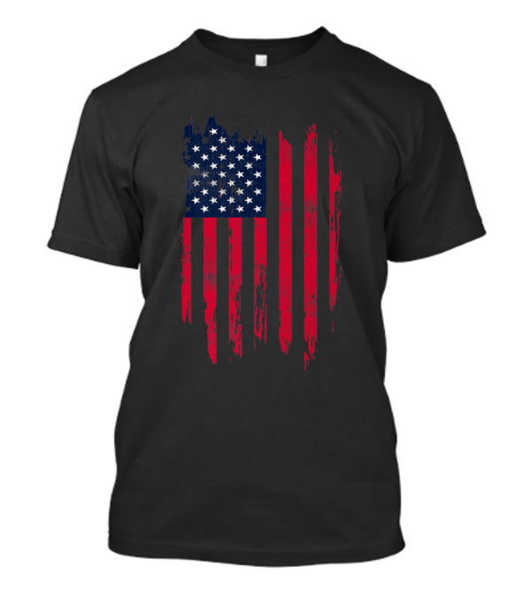 Mens US American Flag Star Vintage Patriotic Distressed Brushstroke T-Shirt
