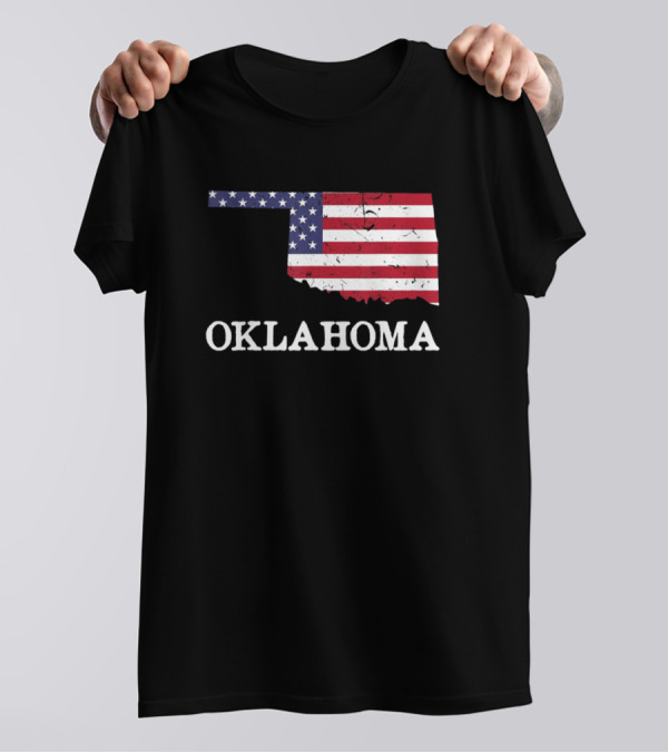 Oklahoma American Flag Map 4th Of July T-Shirt