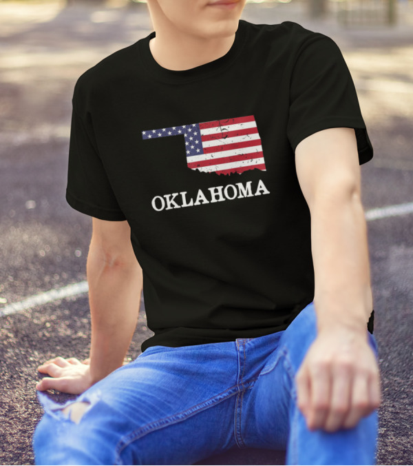 Oklahoma American Flag Map 4th Of July T-Shirt